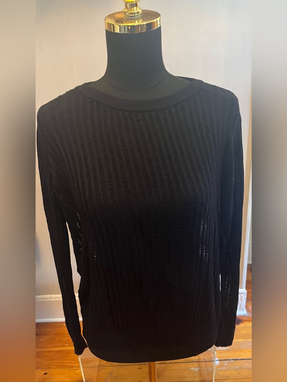 United Colors Of Benetton Lightweight Semi Sheer Knit Sweater Black Size Large - Picture 8 of 11